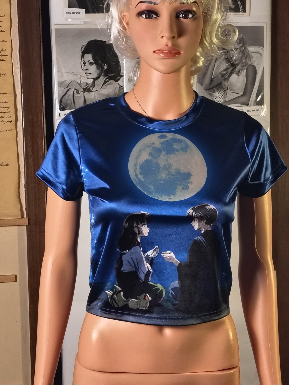 Dolls Kill x InuYasha Tangled Fate Sango Miroku Baby Tee Blue XS - Picture 1 of 16
